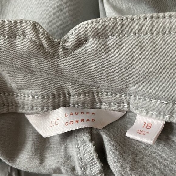 LC Lauren Conrad Wmn 18 Gray Twill Belted High-Rise Slim Straight Ankle Pant NWT - Picture 9 of 11